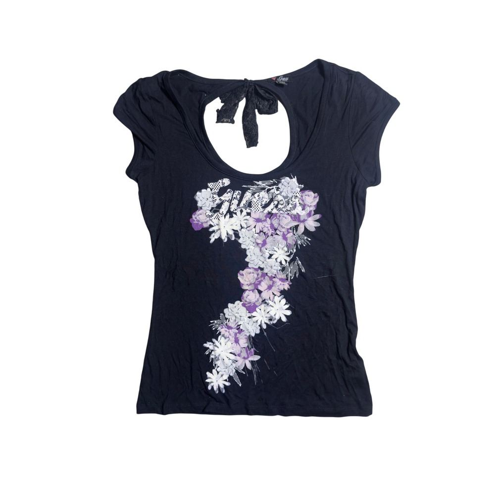 Guess Womens Black Floral Graphic Top